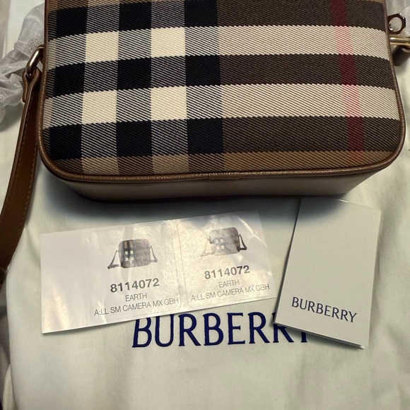 Burberry Check Crossbody Bag in Tan, Black & White - Picture 5 of 5
